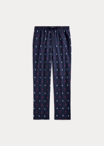 Pantalones De Pijama Polo Ralph Lauren Hombre Azul Marino / Rojos - Allover Pony - OHUZB6350